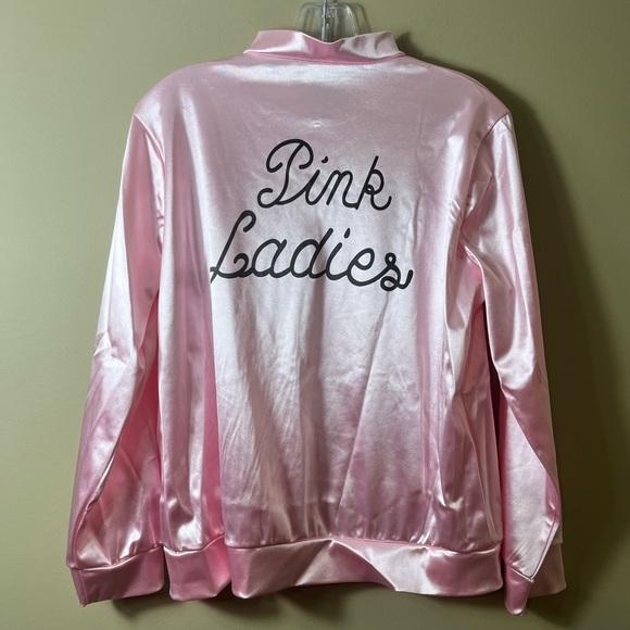 Pink Ladies Satin Bomber Jacket Small Retro Grease 50s Rock Costume Halloween - Picture 3 of 5